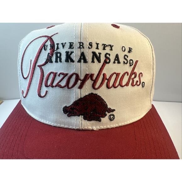 VINTAGE Arkansas Razorbacks Hat Cap Snap Back Signatures, One Size Mens 80s NWOT - Picture 2 of 7